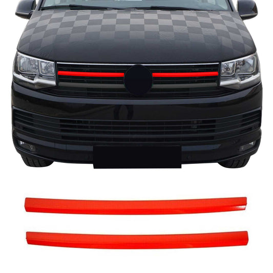 Grilă radiator VW T6 2015-19 Highline, oțel inoxidabil, roșu, 2 buc.