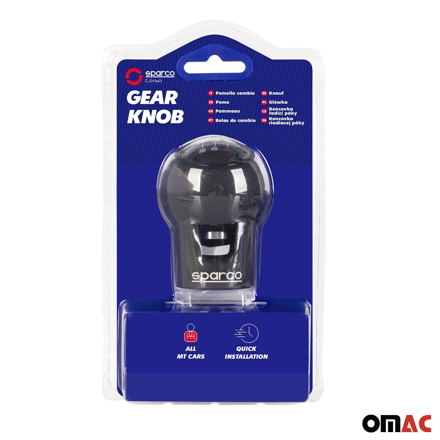 SPARCO Schaltknauf Schalthebel Schaltknopf Aluminium Kunstleder Mattschwarz