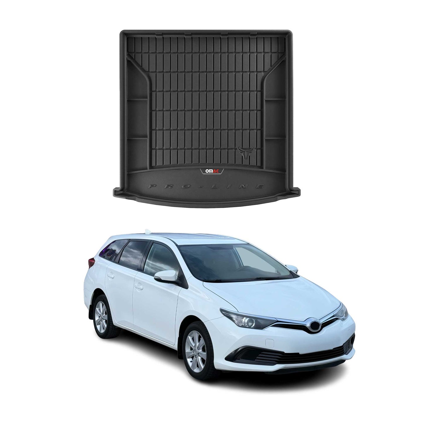 Gumowa wykładzina bagażnika OMAC do Toyoty Auris Touring Sport 2012-2018 TPE w kolorze czarnym