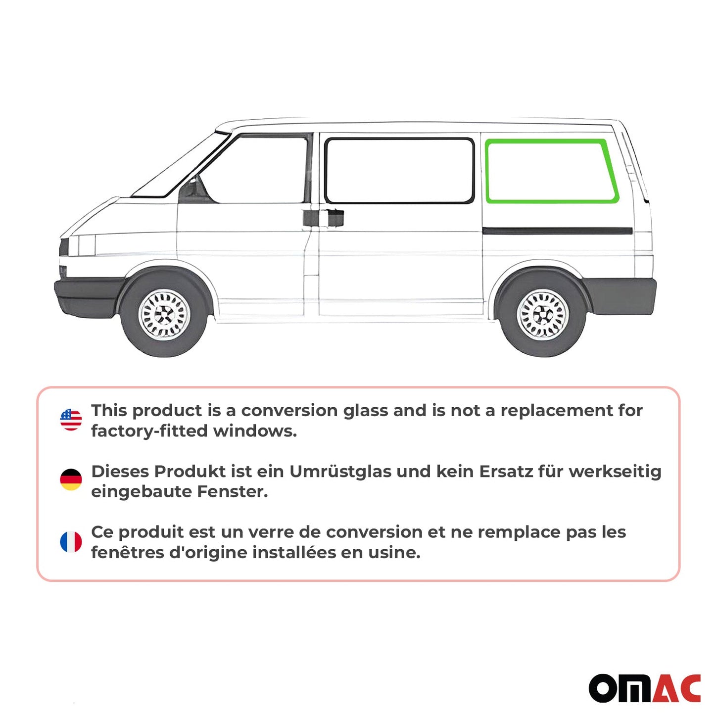 Seitenfenster Sicherheitsglas für VW T4 Transporter 1990-2003 Hinten Links L1 RS