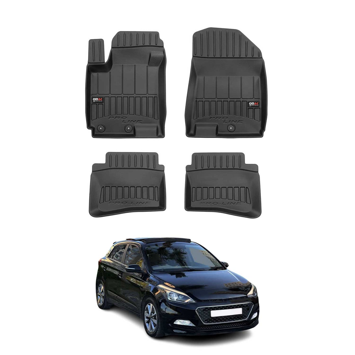 2014-2020 Hyundai i20 Fußmatten TPE Schwarz 4 tlg
