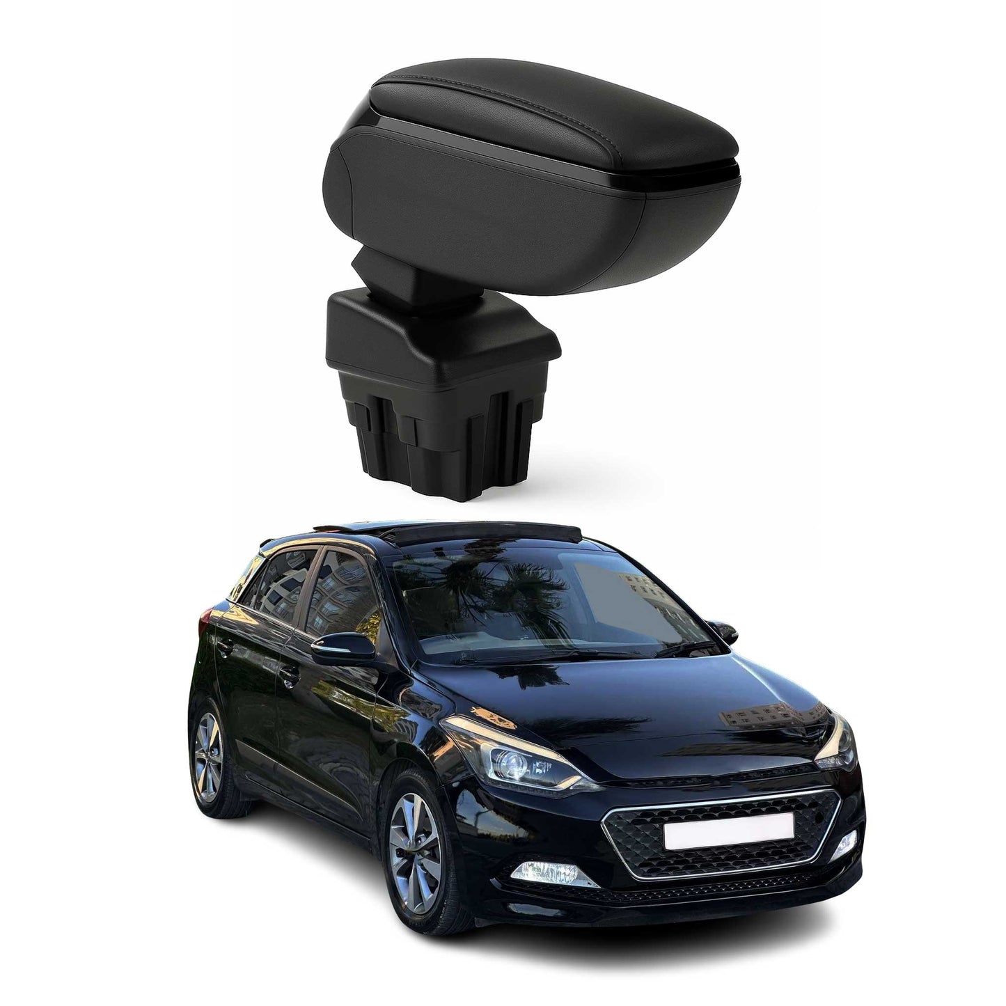 Armlehne Mittelarmlehne Mittelkonsole für Hyundai i20 2015-2020 PU-Leder Schwarz