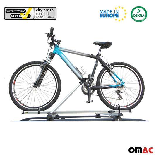 2x Suport de bicicletă pentru acoperiș, suport de bicicletă din aluminiu, argintiu, până la 17 kg