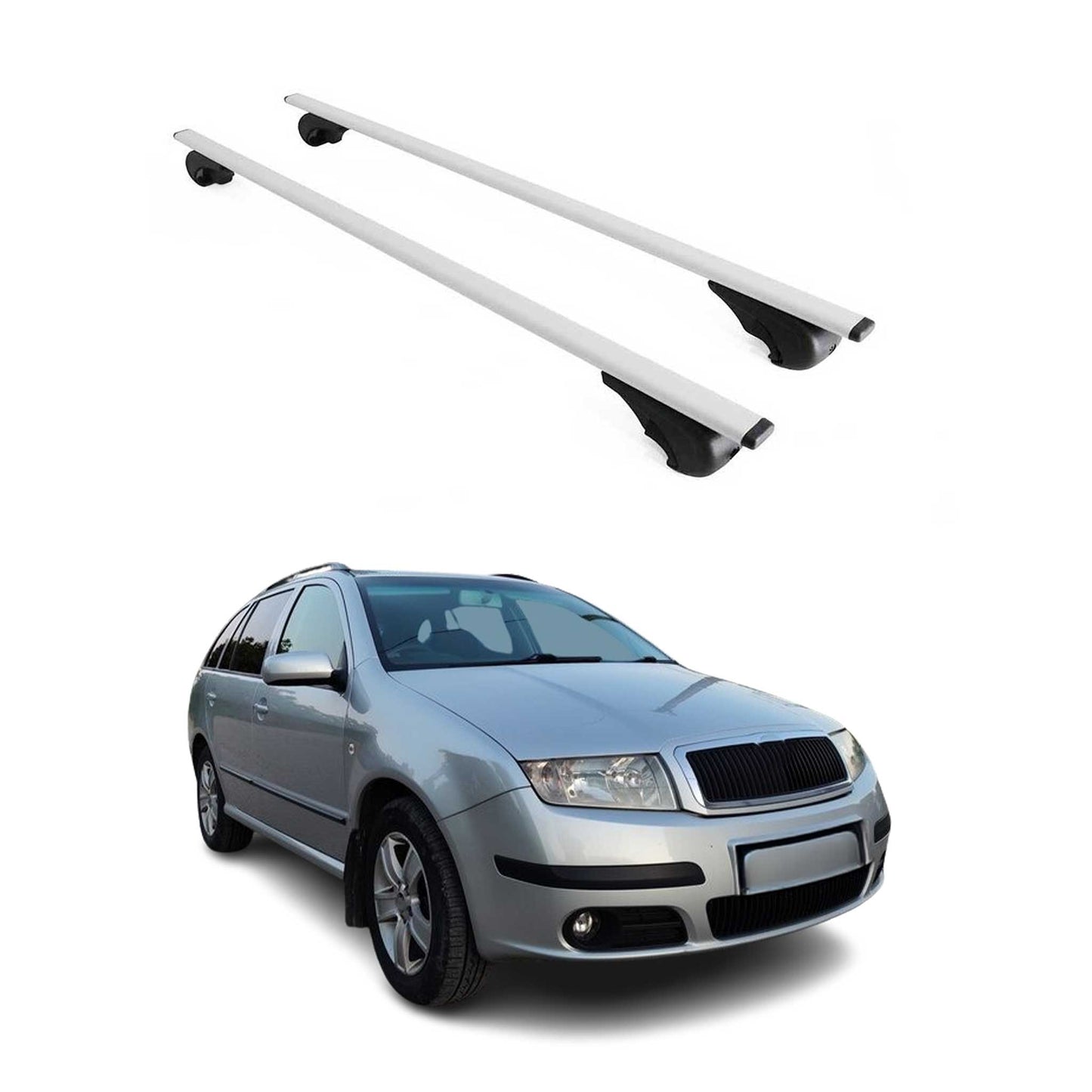 Portbagaj de plafon pentru Skoda Fabia Praktik 2000-2007 75kg, argintiu metalic, 2 buc.