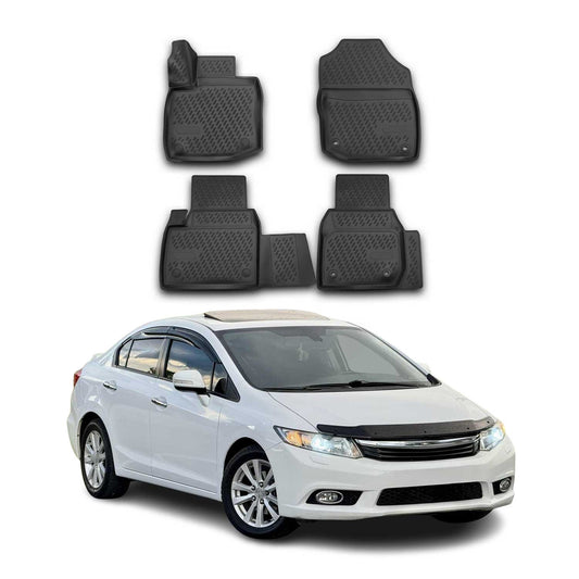 2011-2021 Honda Civic IX Limo Schrägheck Fußmatten TPE Schwarz 4 tlg