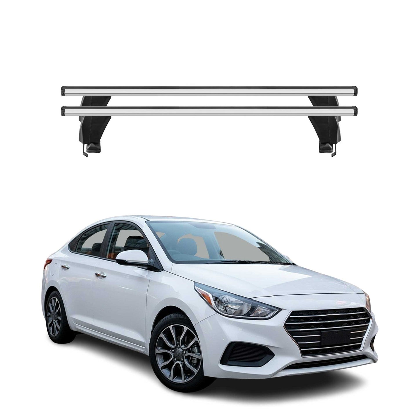 Bagażnik dachowy Menabo do Hyundai Accent Sedan 2017-2023, 50 kg, aluminiowy, szary, 2 szt.