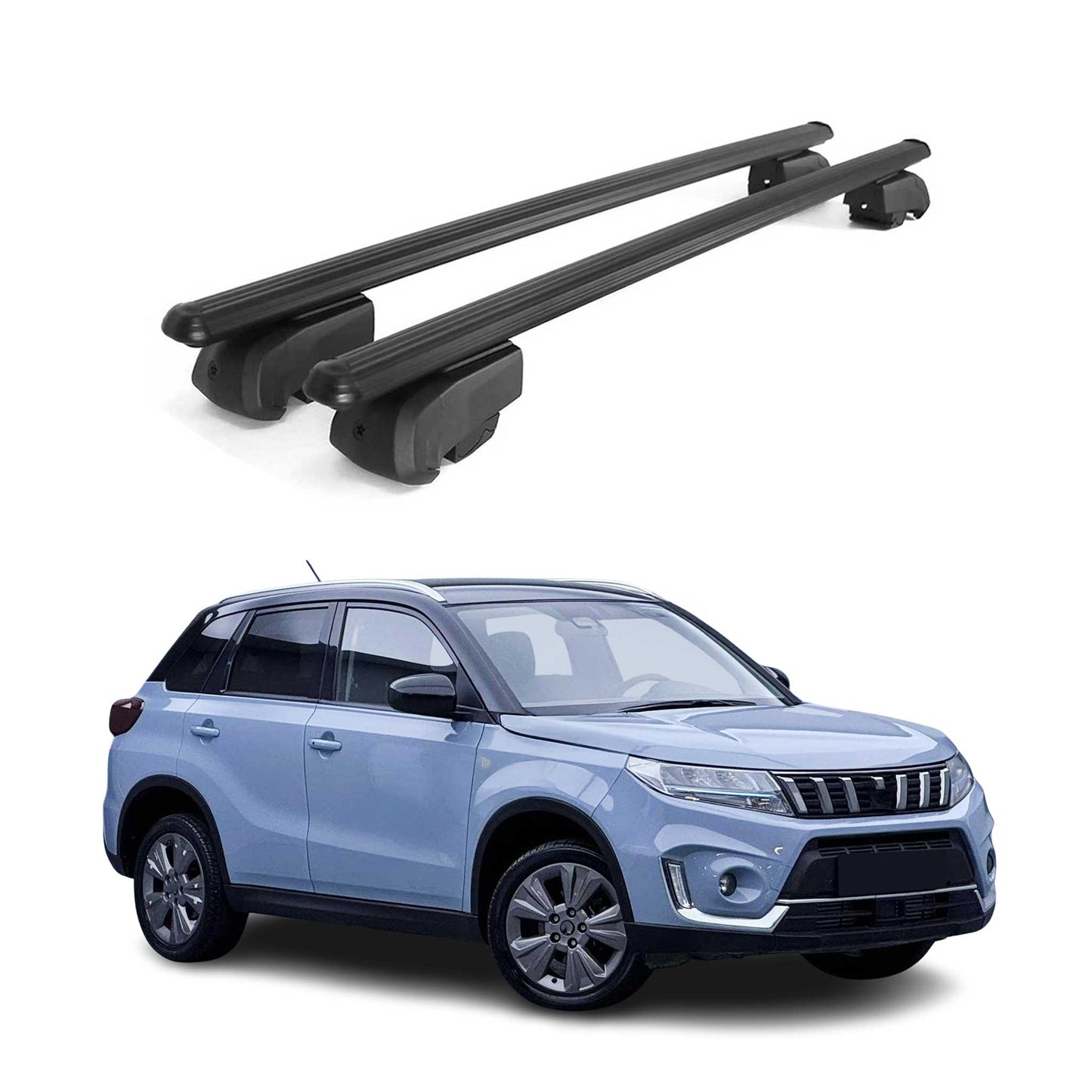 Dachträger Grundtäger für Suzuki Vitara mk4 2015-2025 75kg Alu Schwarz 2 tlg