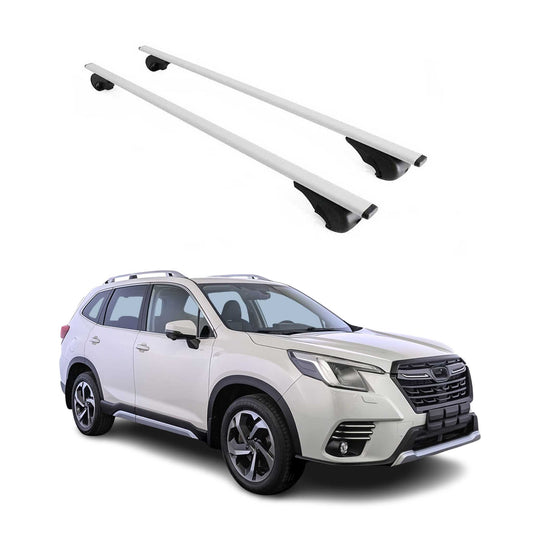 Portbagaj de plafon pentru Subaru Forester mk5 2018-2025 75kg metal argintiu 2 buc