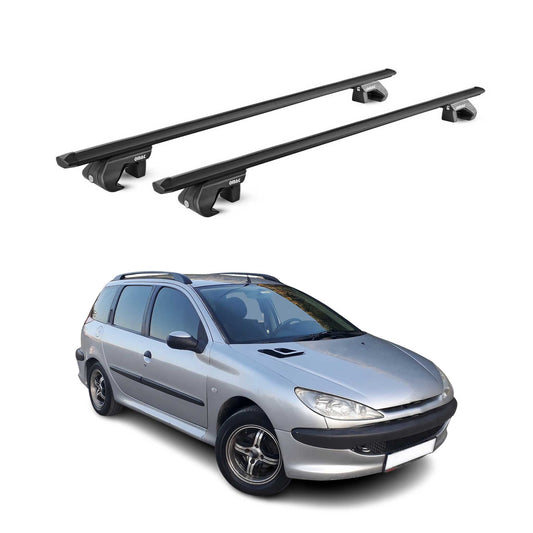 Portbagaj de plafon pentru Peugeot 206 Estate 2001-2009 90kg aluminiu negru 2 piese ABE