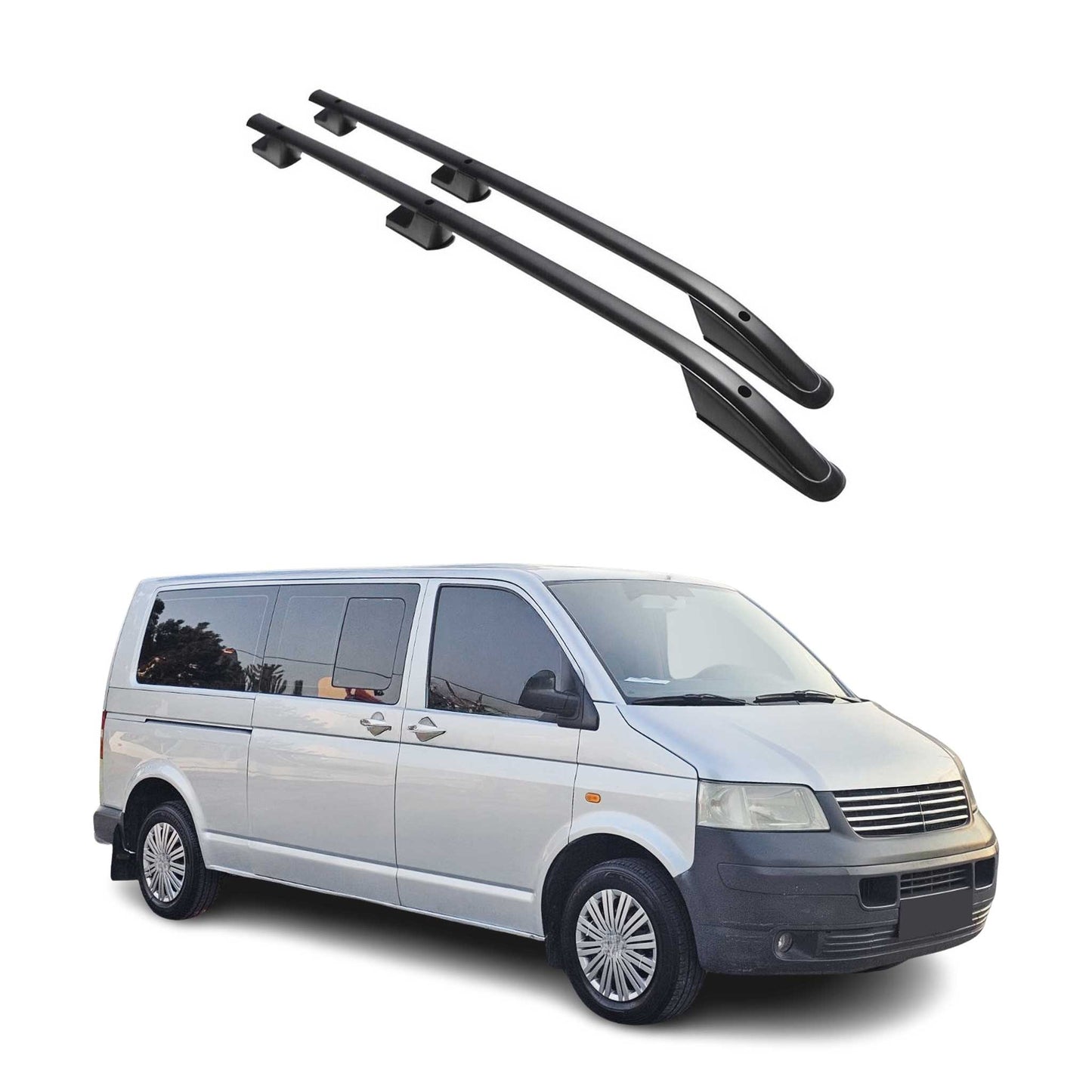 Alu Dachreling Querträger für VW Caravelle T5 2003-2015 Langer L2 Schwarz