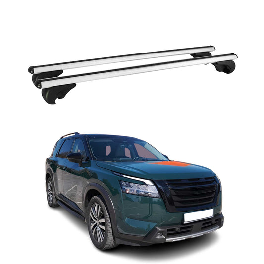 Portbagaj de plafon pentru Nissan Pathfinder R53 2021-2025 75kg aluminiu argintiu 2 piese
