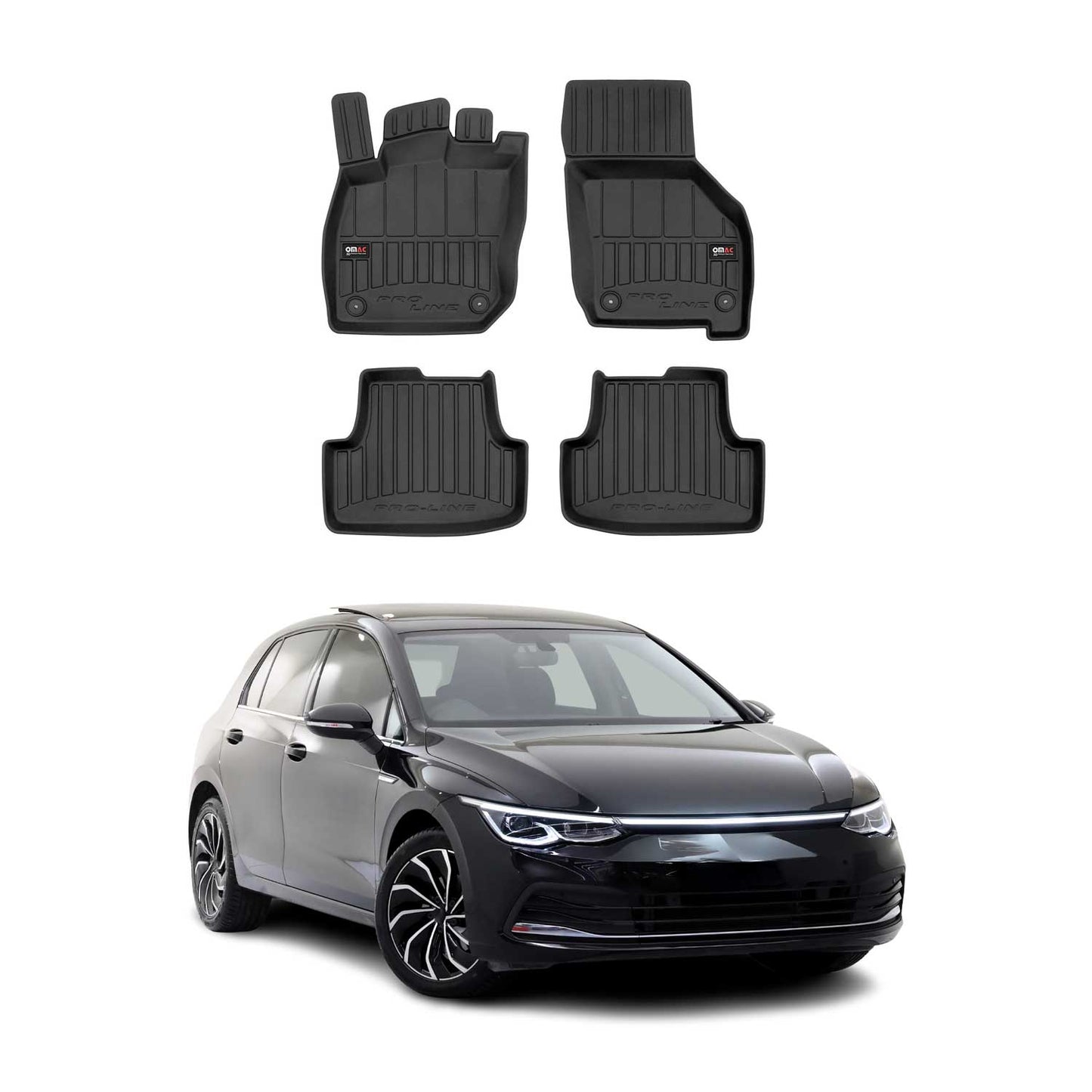 2020-2025 VW Golf Mild Hybrid Fußmatten TPE Schwarz 4 tlg