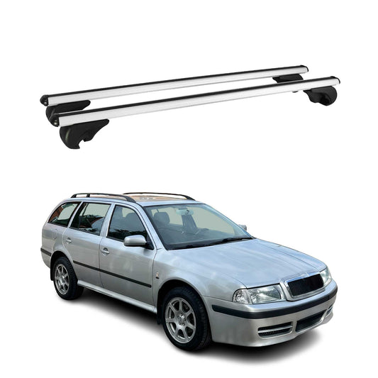 Portbagaj de plafon pentru Skoda Octavia mk1 Estate 1998-2004 75kg aluminiu argintiu 2x