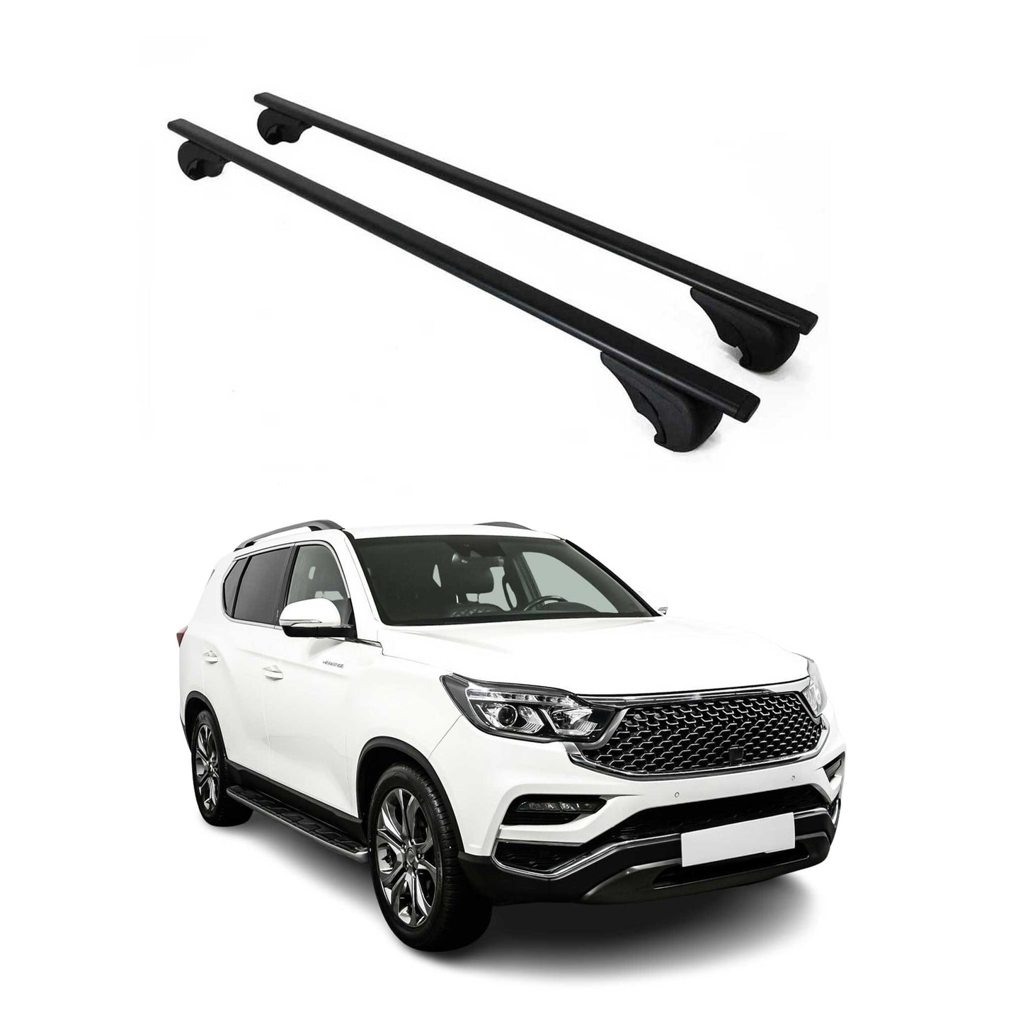 Portbagaj de plafon pentru SsangYong Rexton 2017-2025, 75kg, metal, negru, 2 bucăți