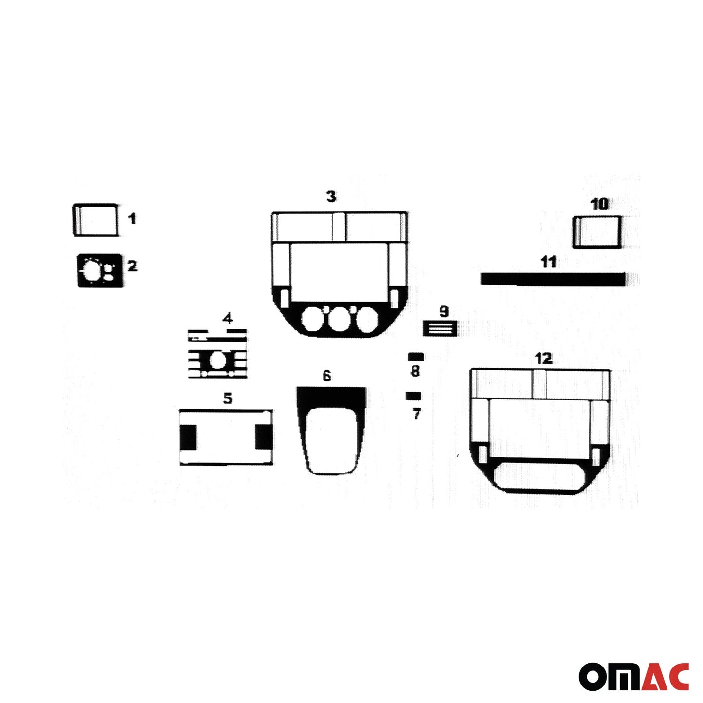 Ornamente interioare cockpit pentru Ford C-Max 2003-2010, aspect aluminiu, 11 bucăți