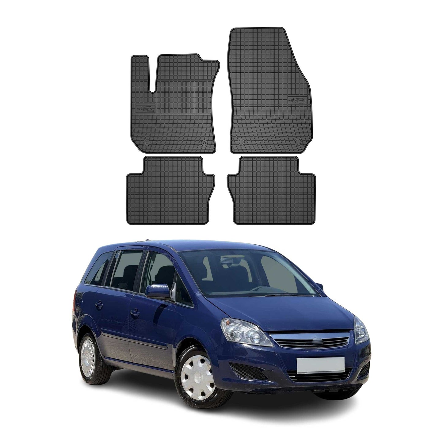 OMAC Gummi Fußmatten für Opel Zafira B 2005-2014 Automatten Gummi Schwarz 4tlg