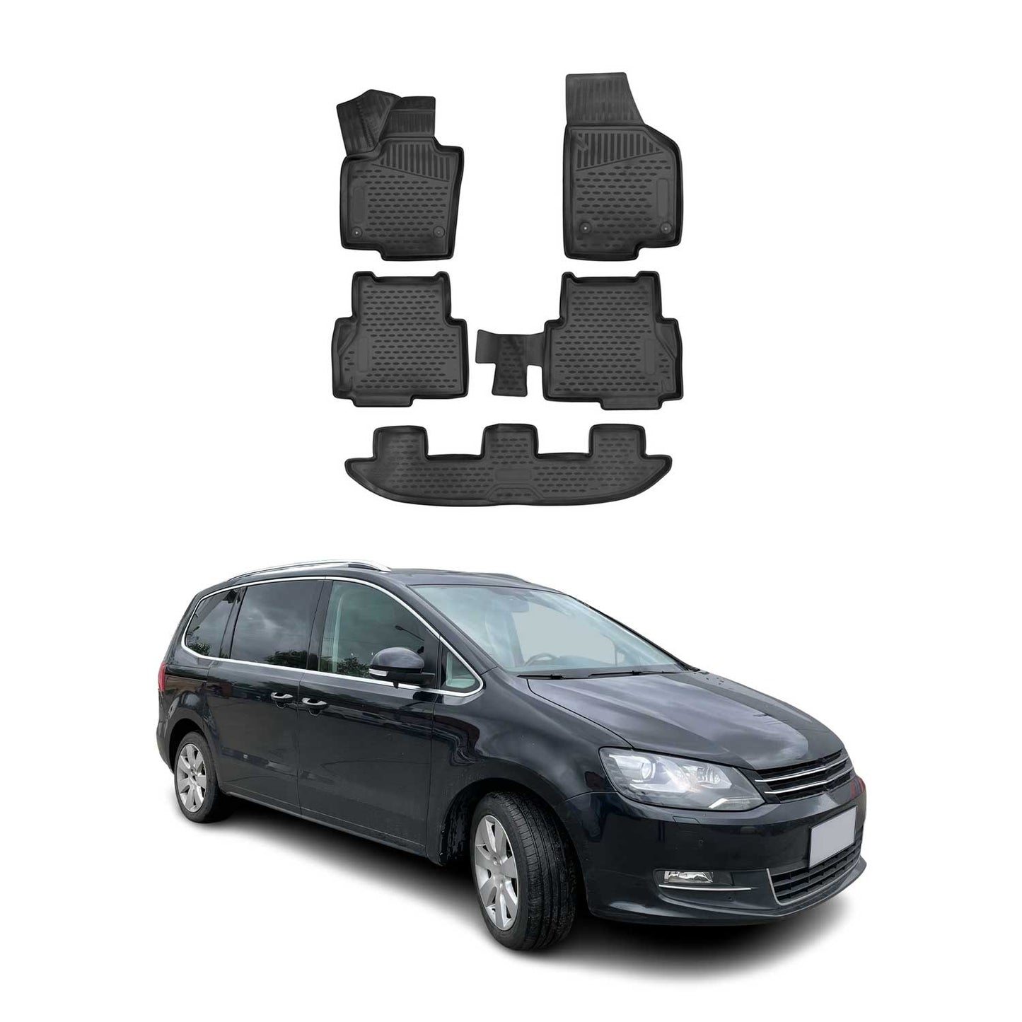 2010-2015 VW Sharan Fußmatten TPE Schwarz 5 tlg