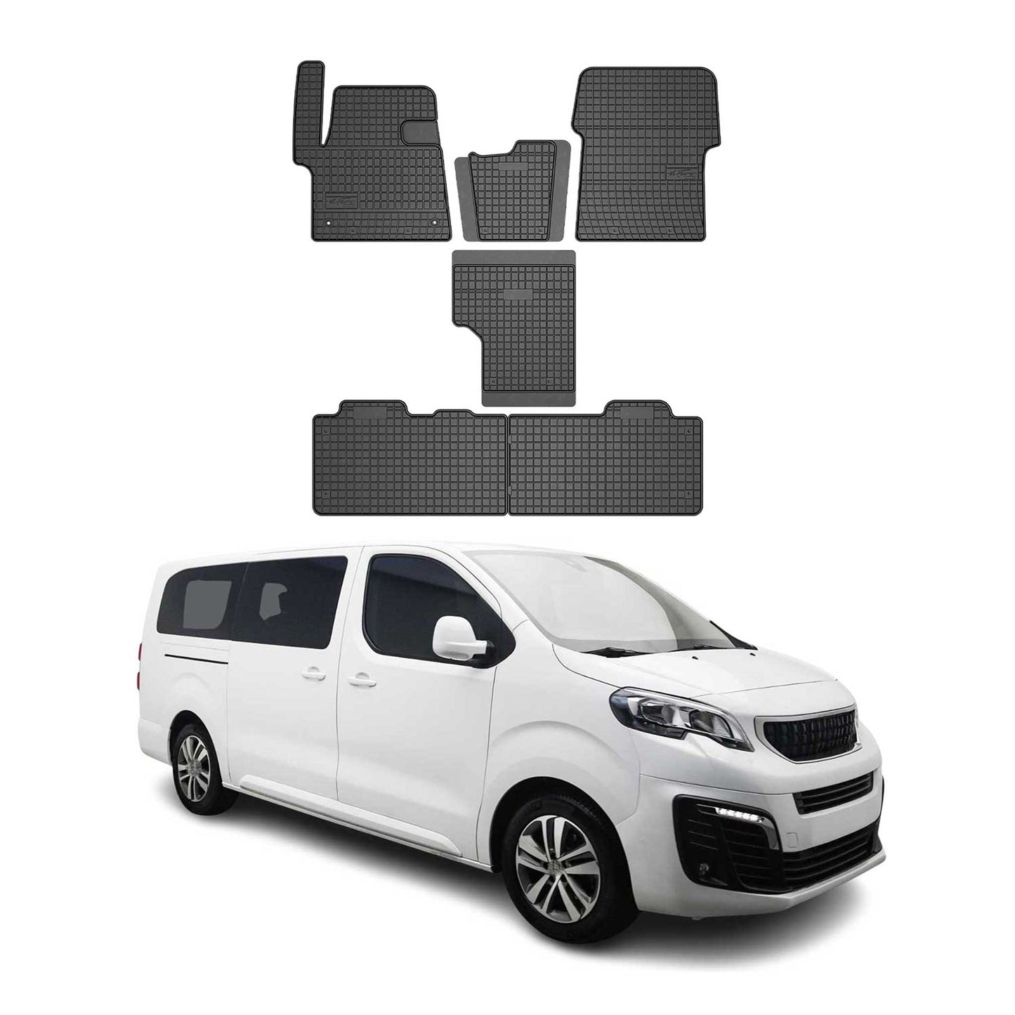 OMAC Gummi Fußmatten für Peugeot Traveller 2016-2025 Automatten Gummi Schwarz 6x