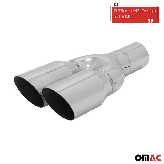 Auspuff Endrohr Edelstahl Y 2x76mm MS-Design Endschalldämpfer mit ABE