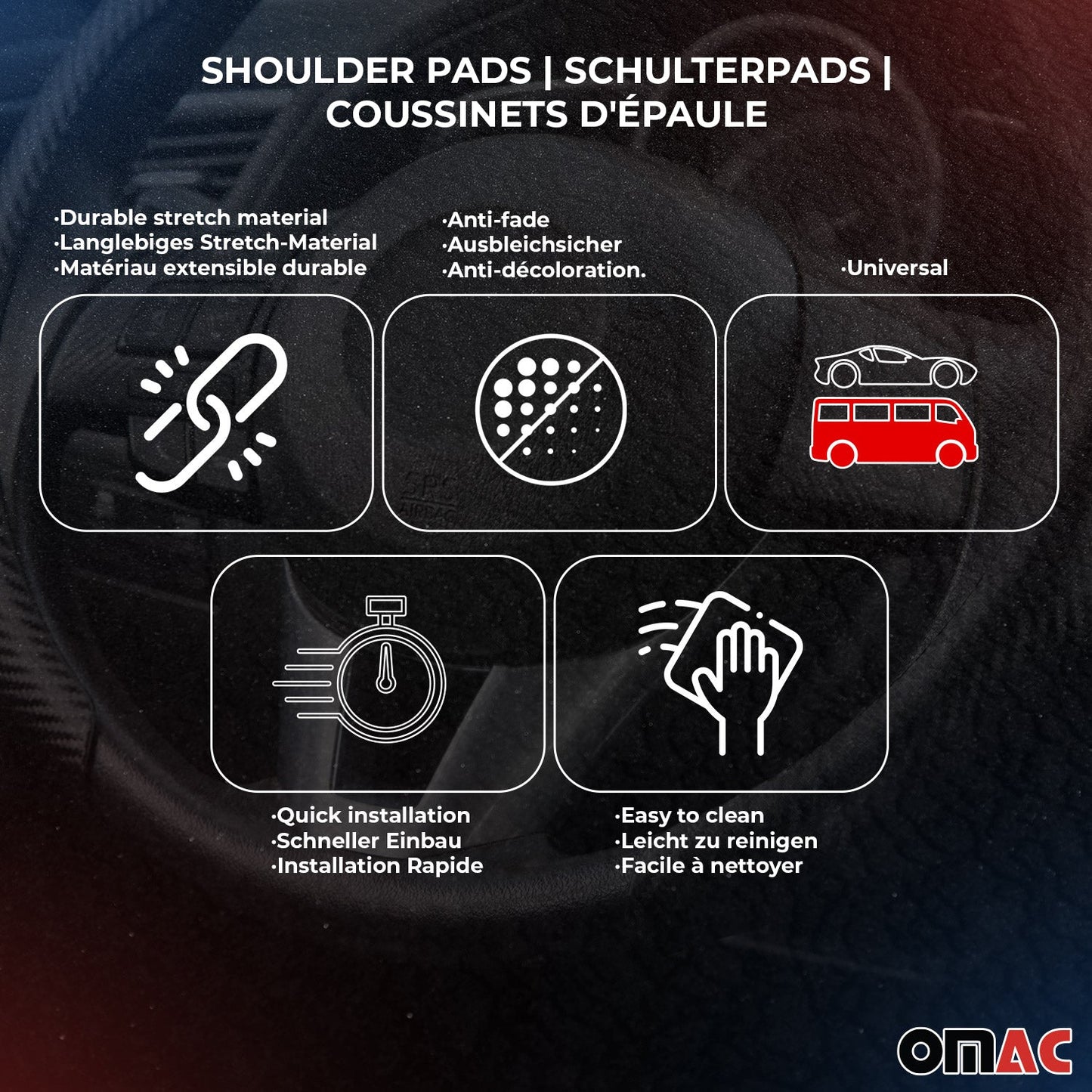 SPARCO Lenkradbezüge Schulterpolster Satz Universal Lenkradschutz Schwarz Blau