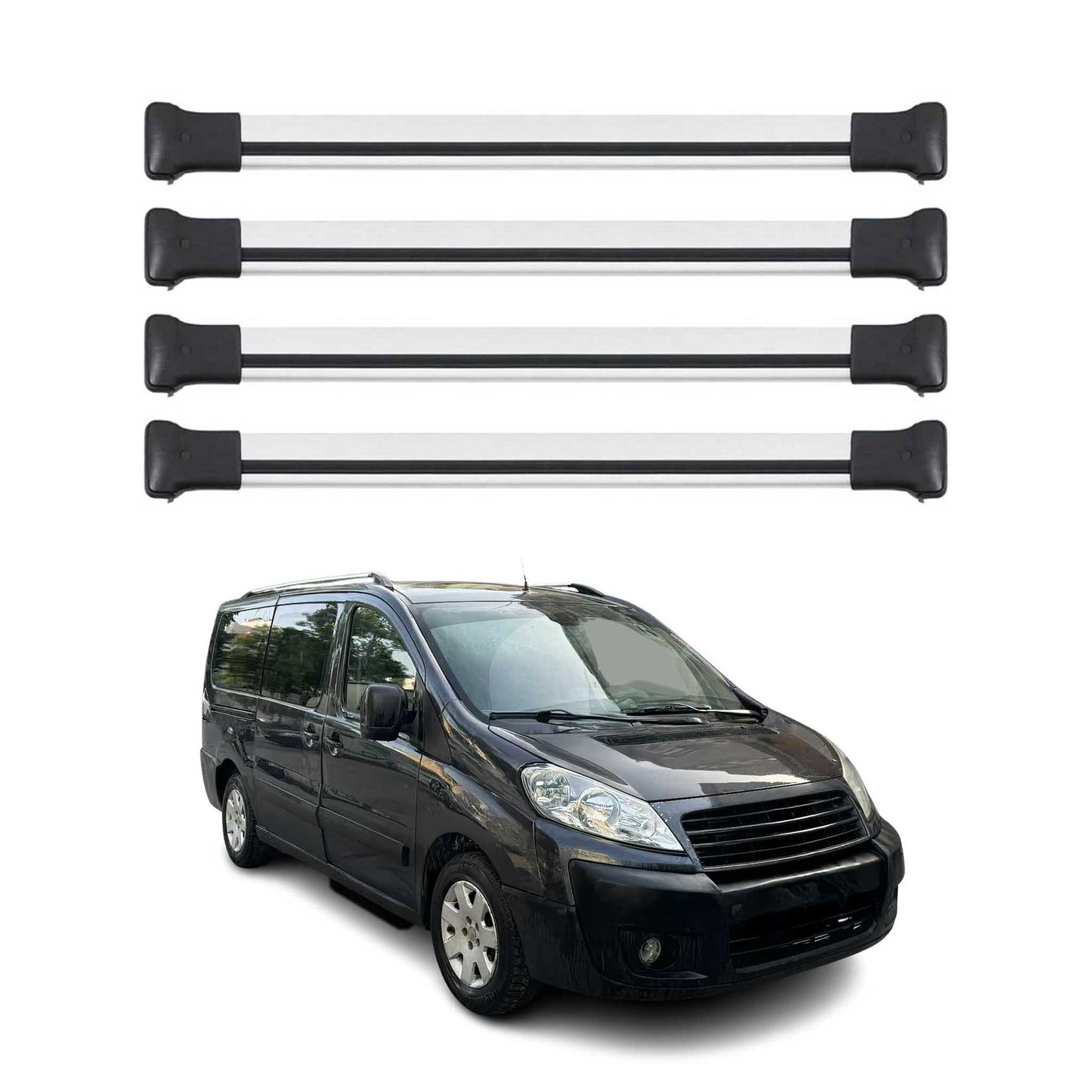 Portbagaj de plafon pentru Fiat Scudo 2007-2016 75kg aluminiu argintiu 4 buc