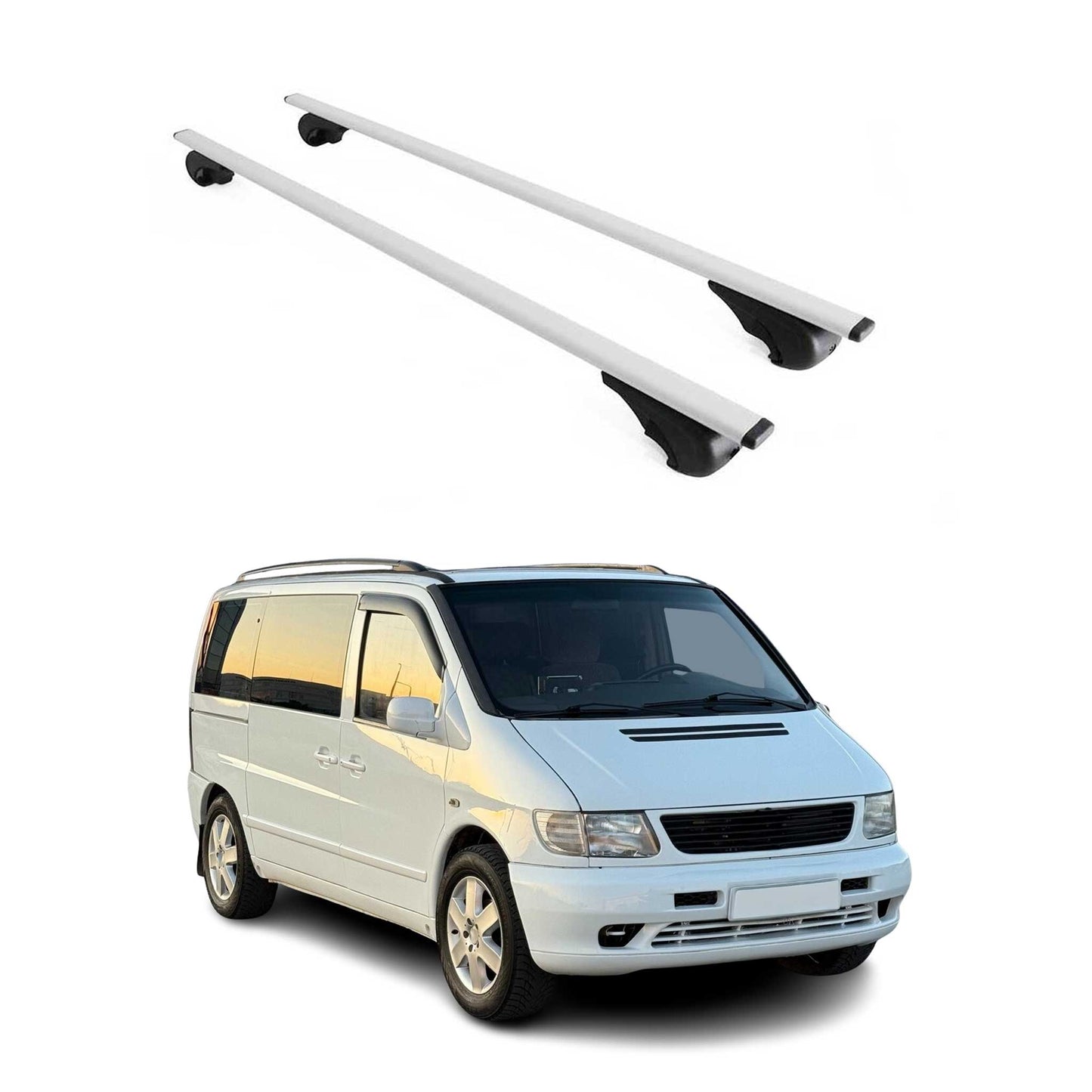 Portbagaj de plafon pentru Mercedes Vito W638 1996-2003 75kg metal argintiu 2 buc
