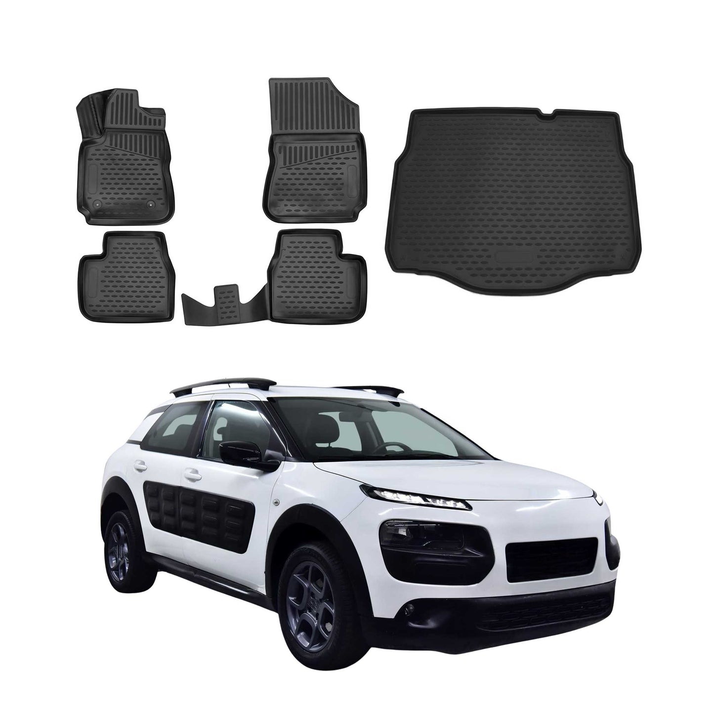 Set covorașe și portbagaj pentru Citroen C4 Cactus 2014-2020 TPE Negru