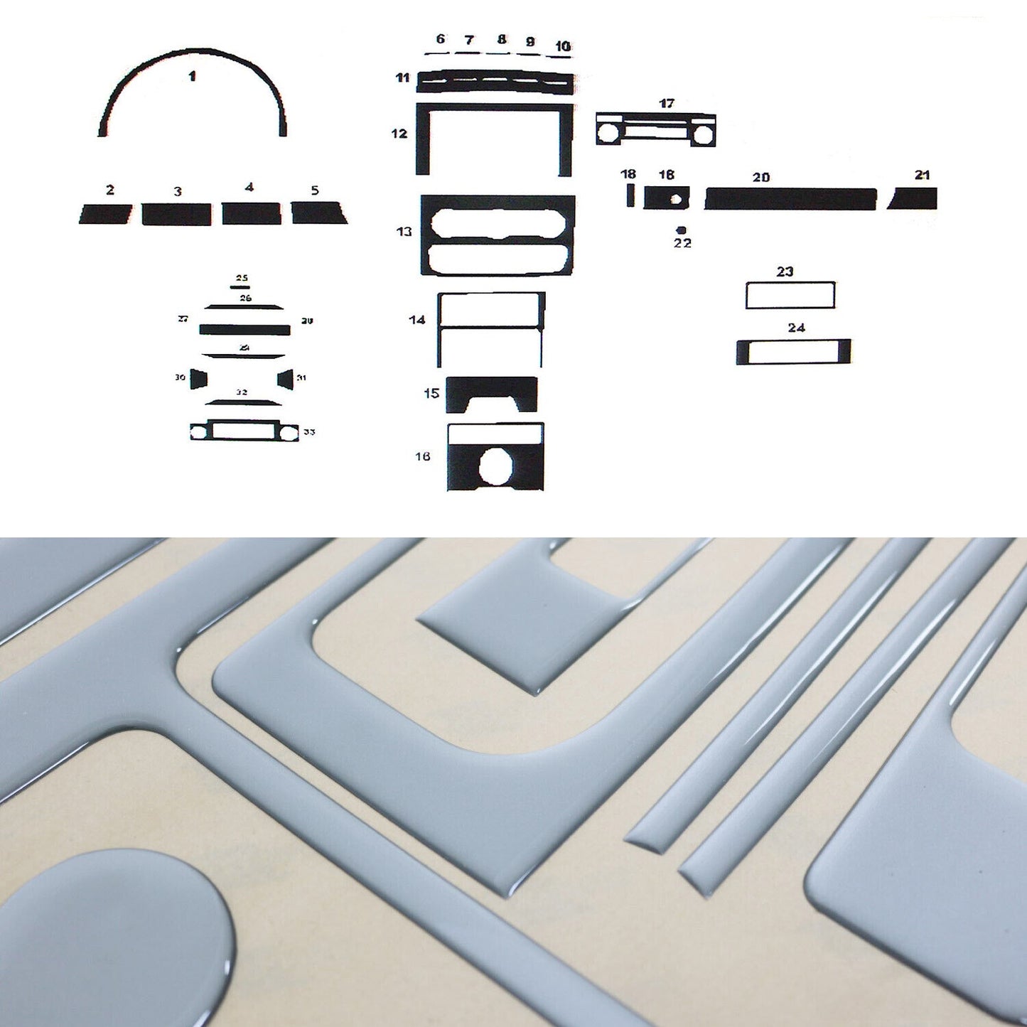 Innenraum Dekor Cockpit für Mercedes Sprinter 906 2006-2018 Aluminium Optik 33x