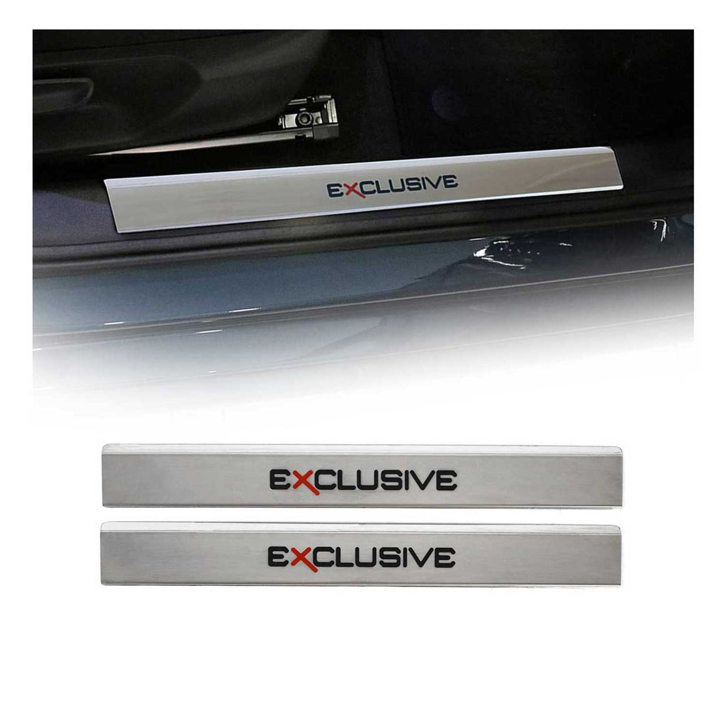 Ornamente prag exclusive pentru Skoda Scala 2019-2025, oțel inoxidabil, 2x