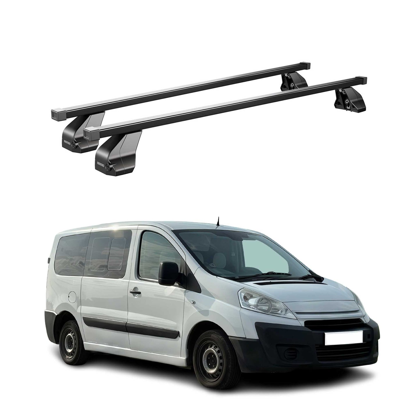Menabo Dachträger Grundtäger für Citroen Jumpy 2007-2016 75kg Stahl Schwarz 2x