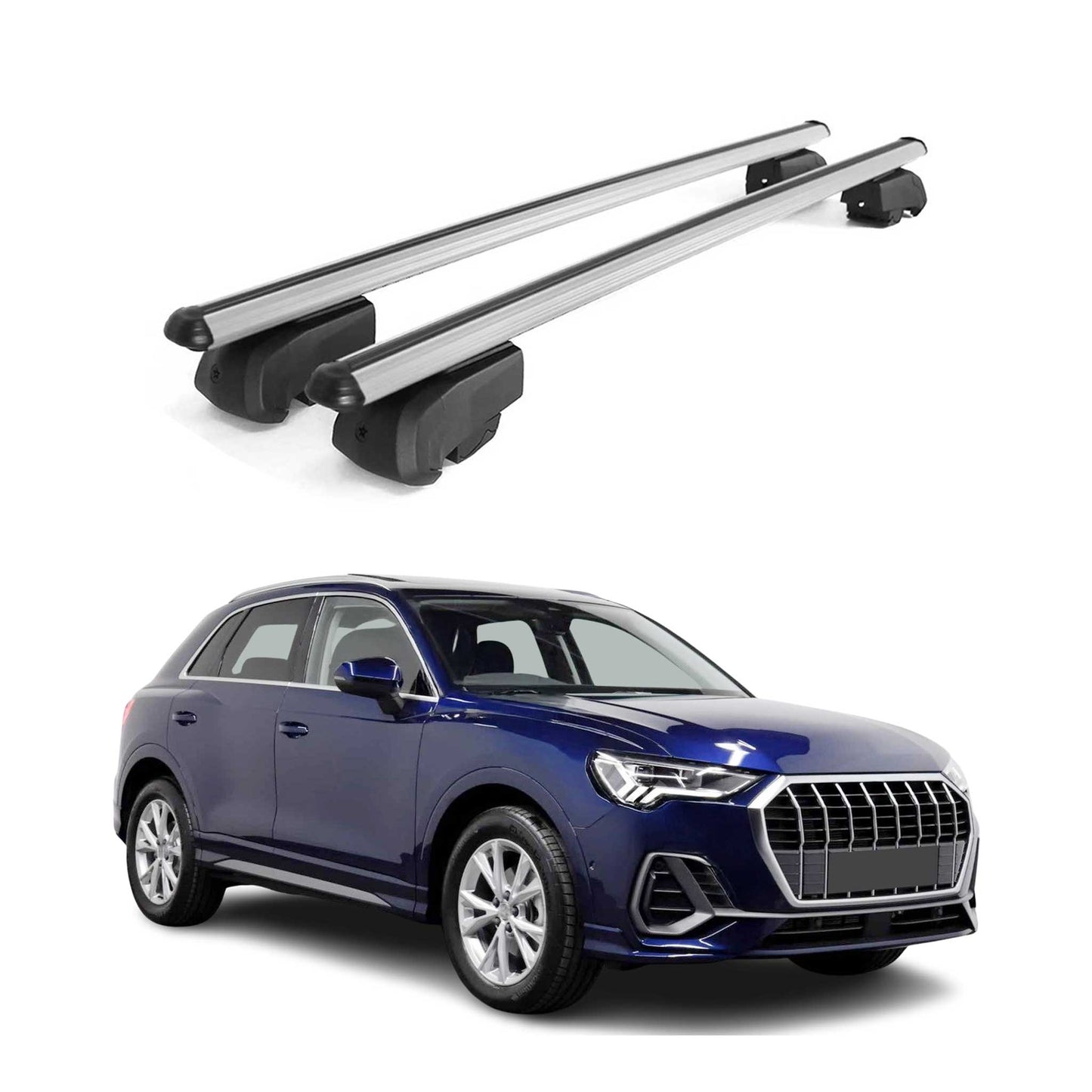 Dachträger Grundtäger für Audi Q3 mk2 2018-2025 75kg Alu Silber 2 tlg