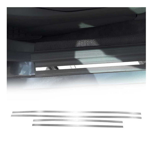 Ornamente prag ușă pentru Mercedes W201 1982-1993, oțel inoxidabil, argintiu, 4 bucăți