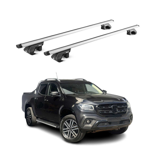 Portbagaj de plafon pentru Mercedes X-Class 470 2017-2020 90kg aluminiu argintiu 2x ABE