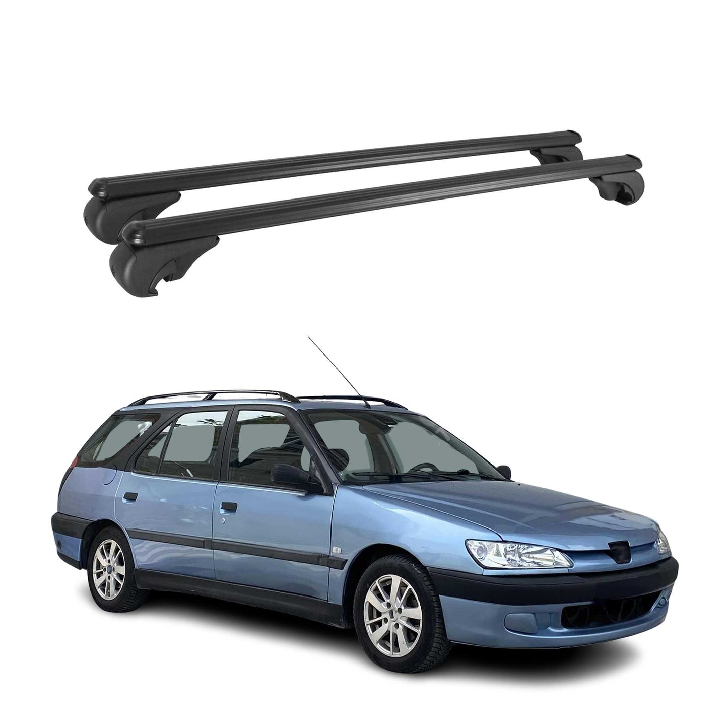 Dachträger für Peugeot 306 SW 1997-2001 Gepäckträger Grundträger Alu Schwarz 2x