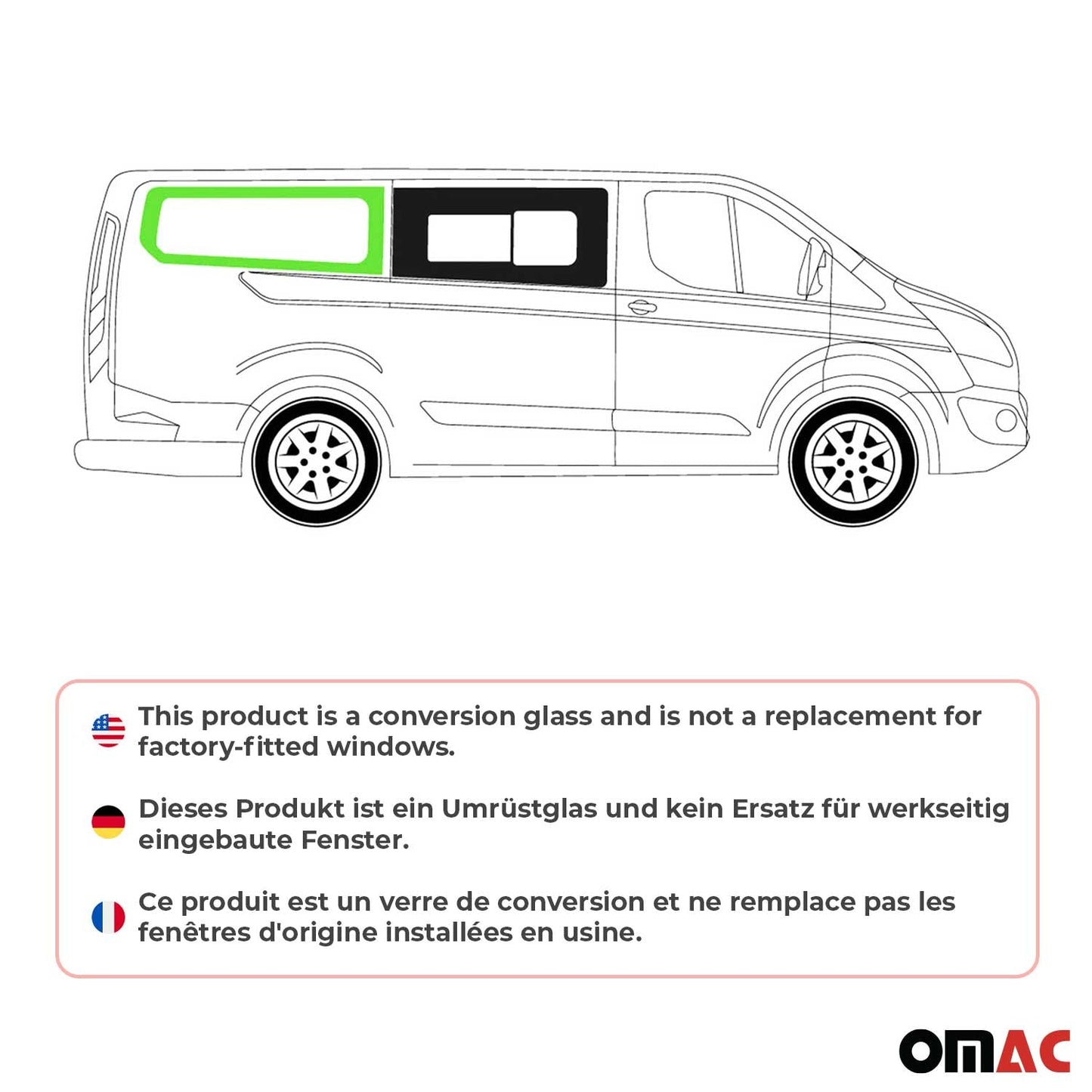 Seitenfenster Auto Fenster für Ford Transit Custom 2013-2024 Rechts L2