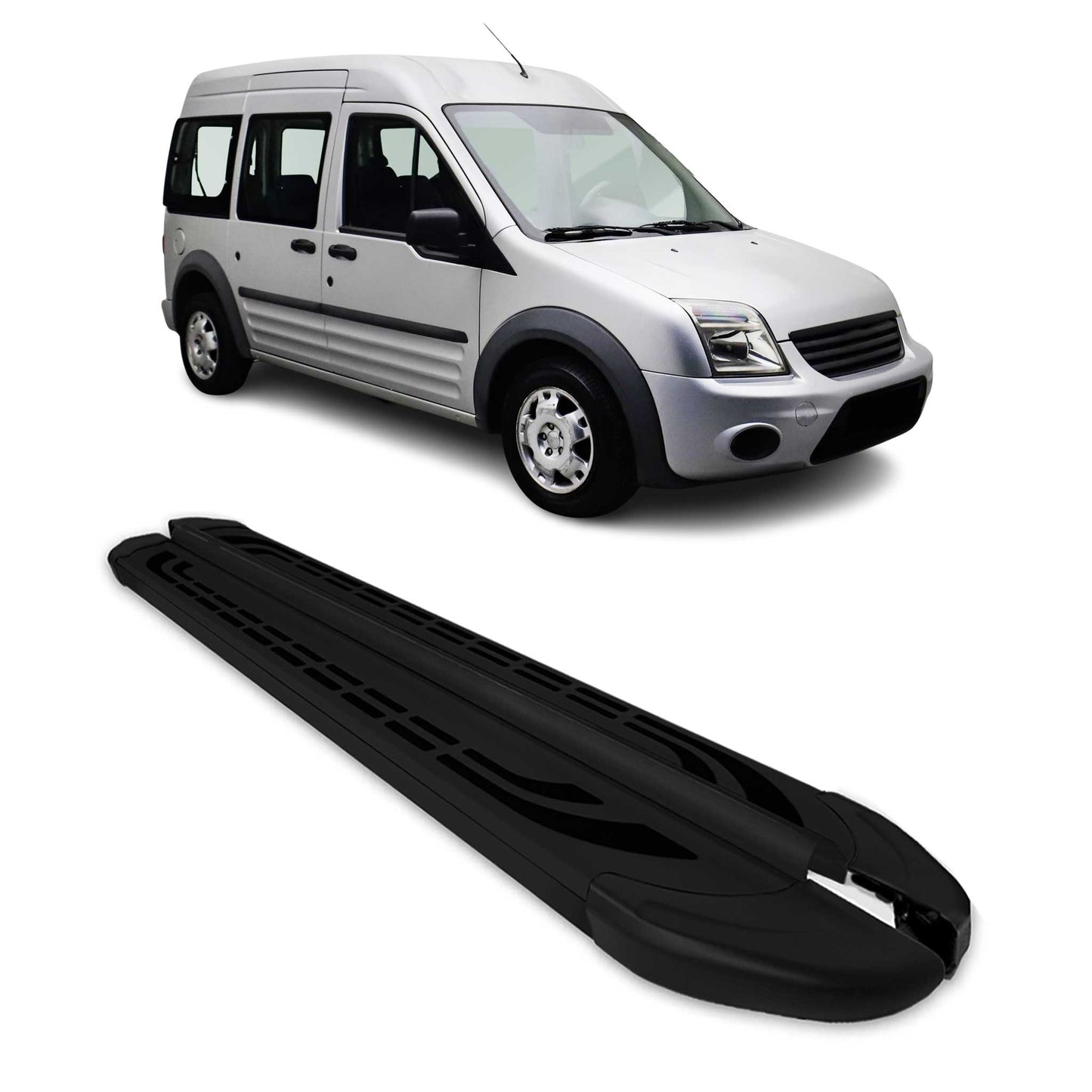 Trittbretter Seitenschweller für Ford Connect 2002-2013 L2 Langer Alu Schwarz