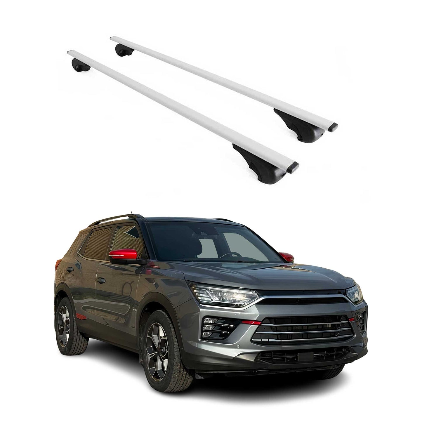 Portbagaj de plafon pentru Ssangyong Korando 2019-2025 75kg metal argintiu 2 buc