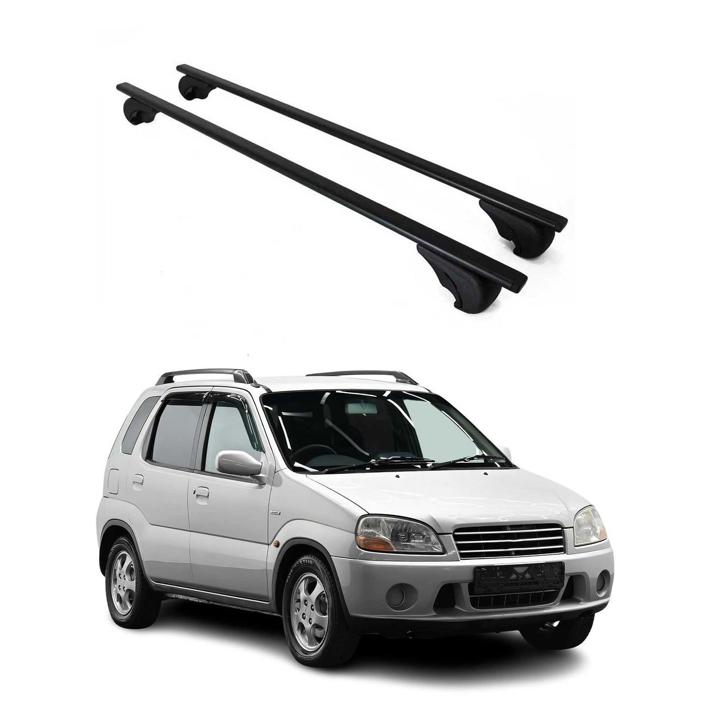 Portbagaj de plafon pentru Suzuki Ignis mk1 2000-2008 75kg metal negru 2 buc