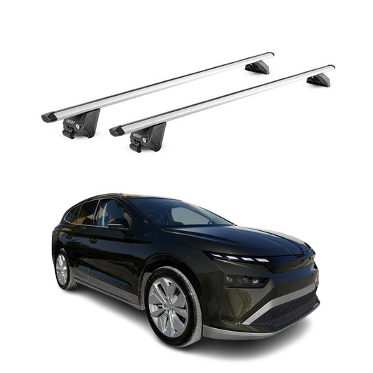 Portbagaj de plafon pentru Skoda Enyaq 2020-2025 100kg aluminiu argintiu 2 piese ABE