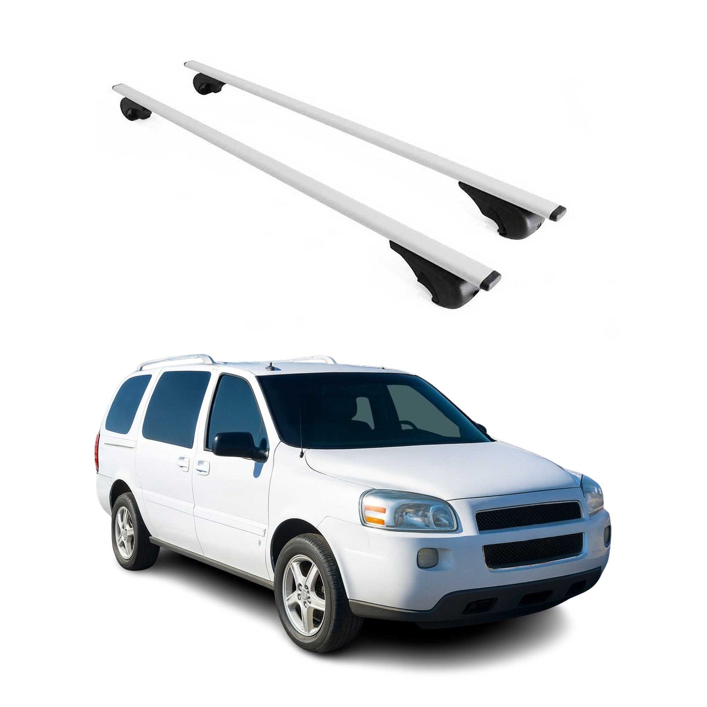 Portbagaj de plafon pentru Chevrolet Uplander 2005-2009, 75kg, metal, argintiu, 2 bucăți