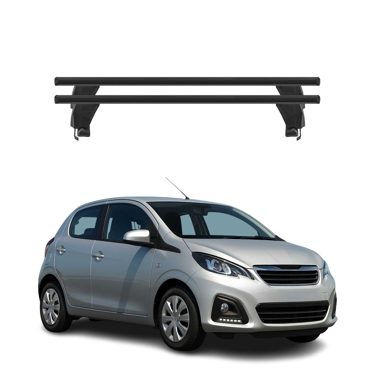 Menabo Dachträger Grundtäger für Peugeot 108 2014-2021 50kg Alu Schwarz 2 tlg