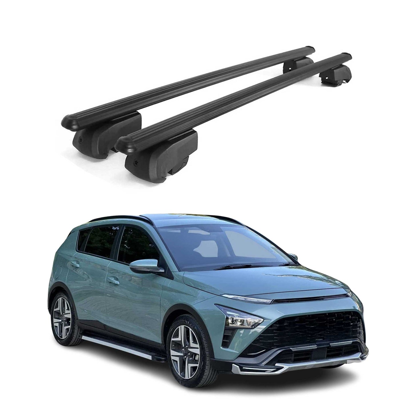 Dachträger Gepäckträger für Hyundai Bayon 2020-2025 ABE Aluminium Schwarz 2x