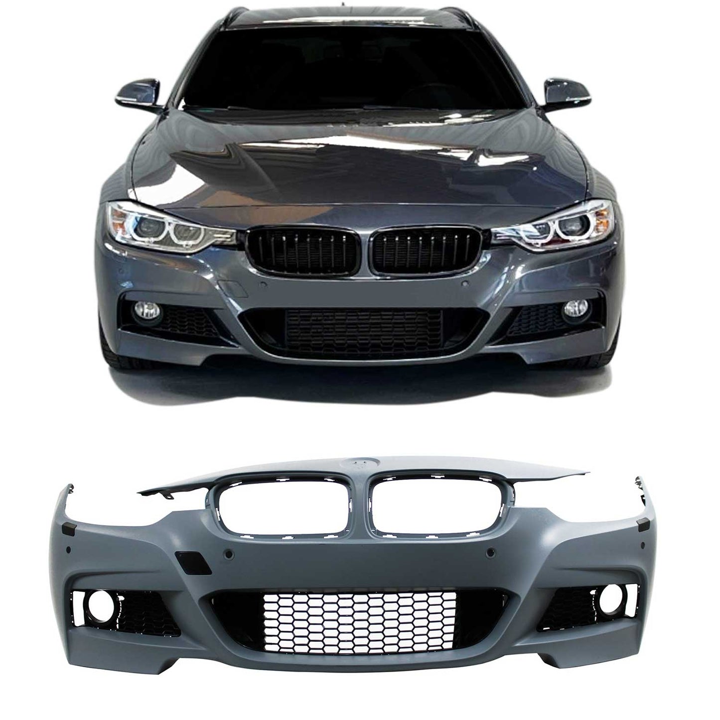 JOM Stoßstange für BMW F30 F31 2011-2019 SRA + PDC Sport-Design Schwarz