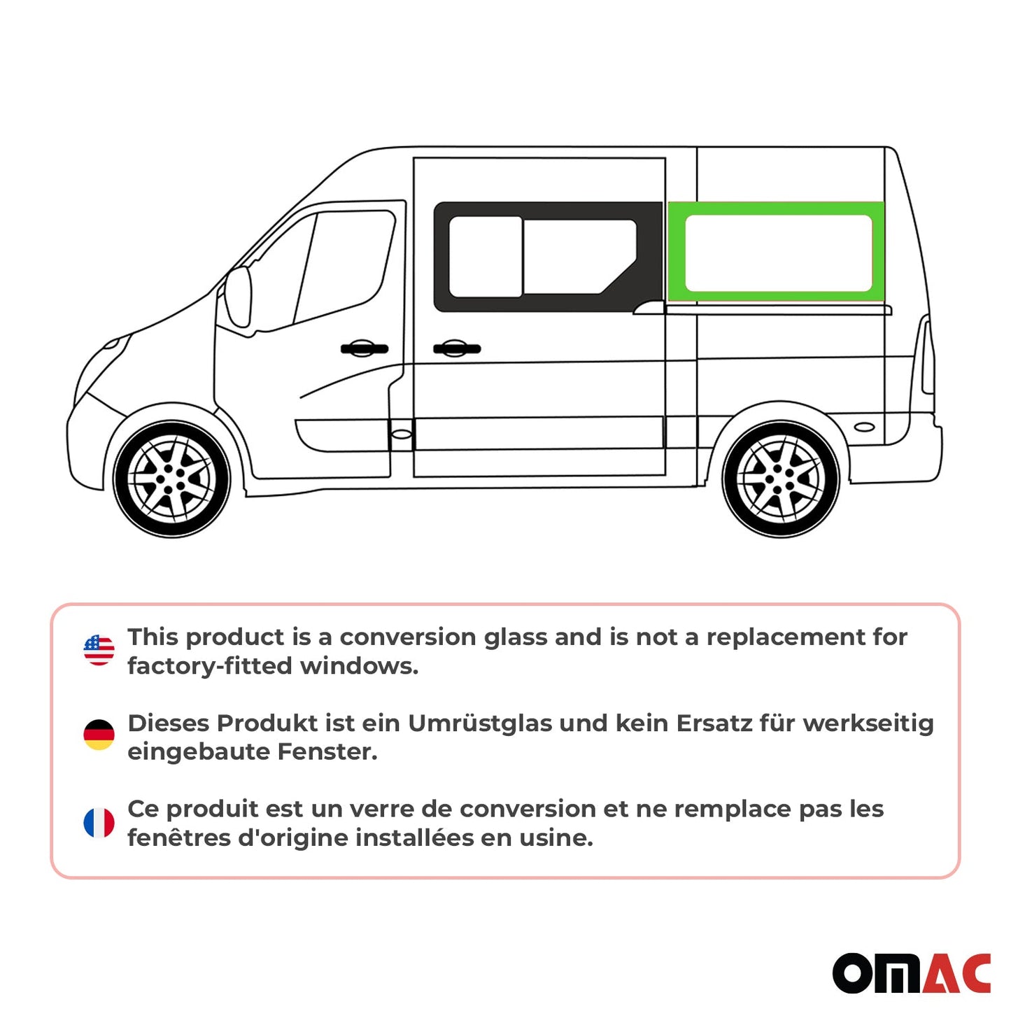 Seitenfenster Auto Fenster für Opel Movano 2010–2021 Schiebetür Links Hinten L2