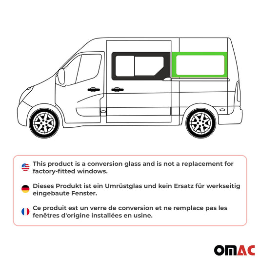 Seitenfenster Auto Fenster für Opel Movano 2010–2021 Schiebetür Links Hinten L2