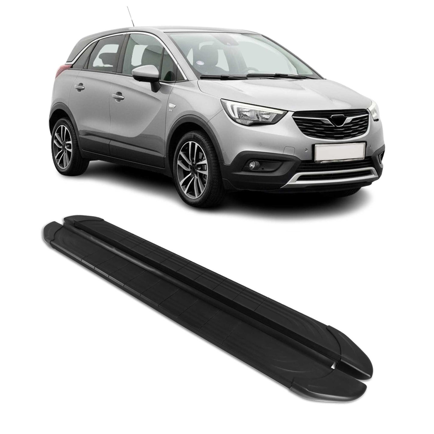 Trittbretter Seitenschweller für Opel Crossland X 2017-2025 Aluminium Schwarz 2x