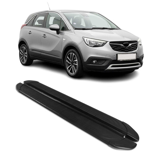 Trittbretter Seitenschweller für Opel Crossland X 2017-2025 Aluminium Schwarz 2x