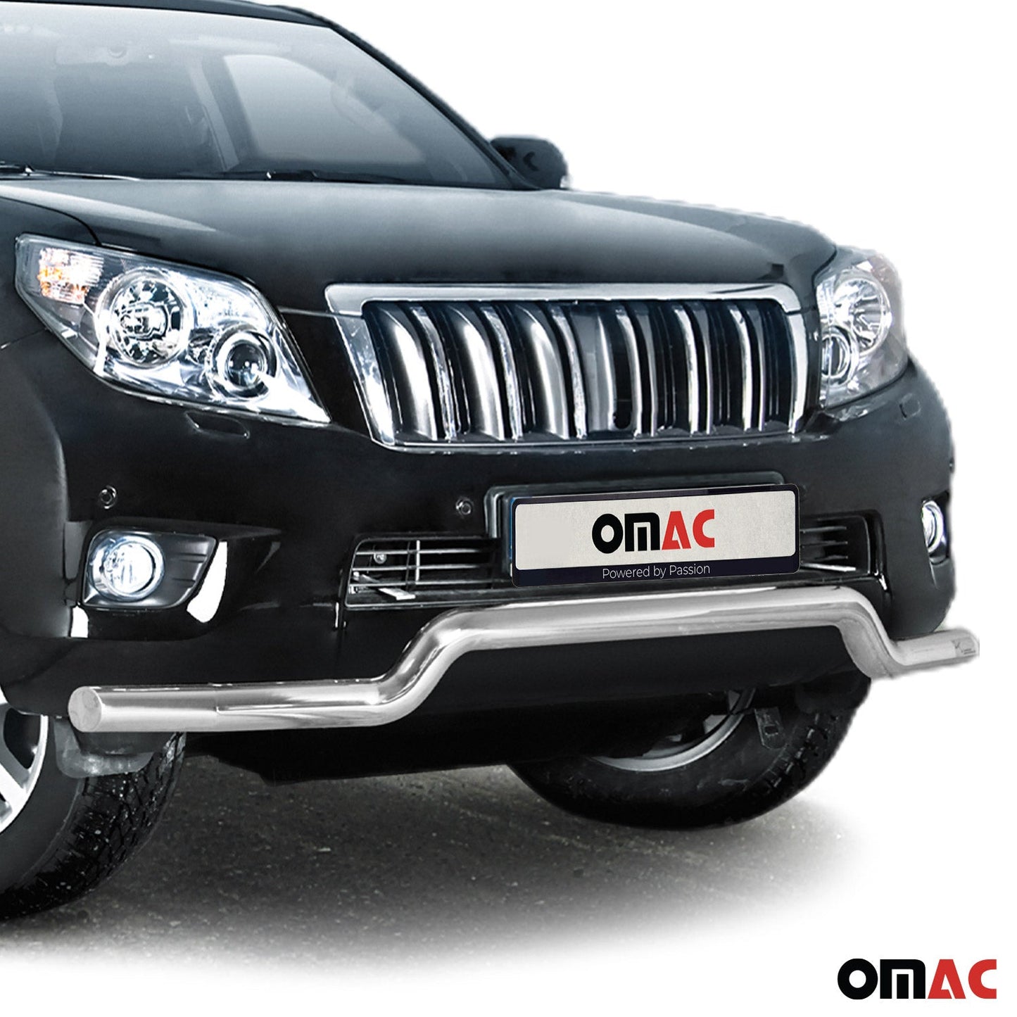 Bară de protecție/buton față pentru Toyota Land Cruiser 150 2010-2013, argintie, cu ABE (omologare de tip germană).