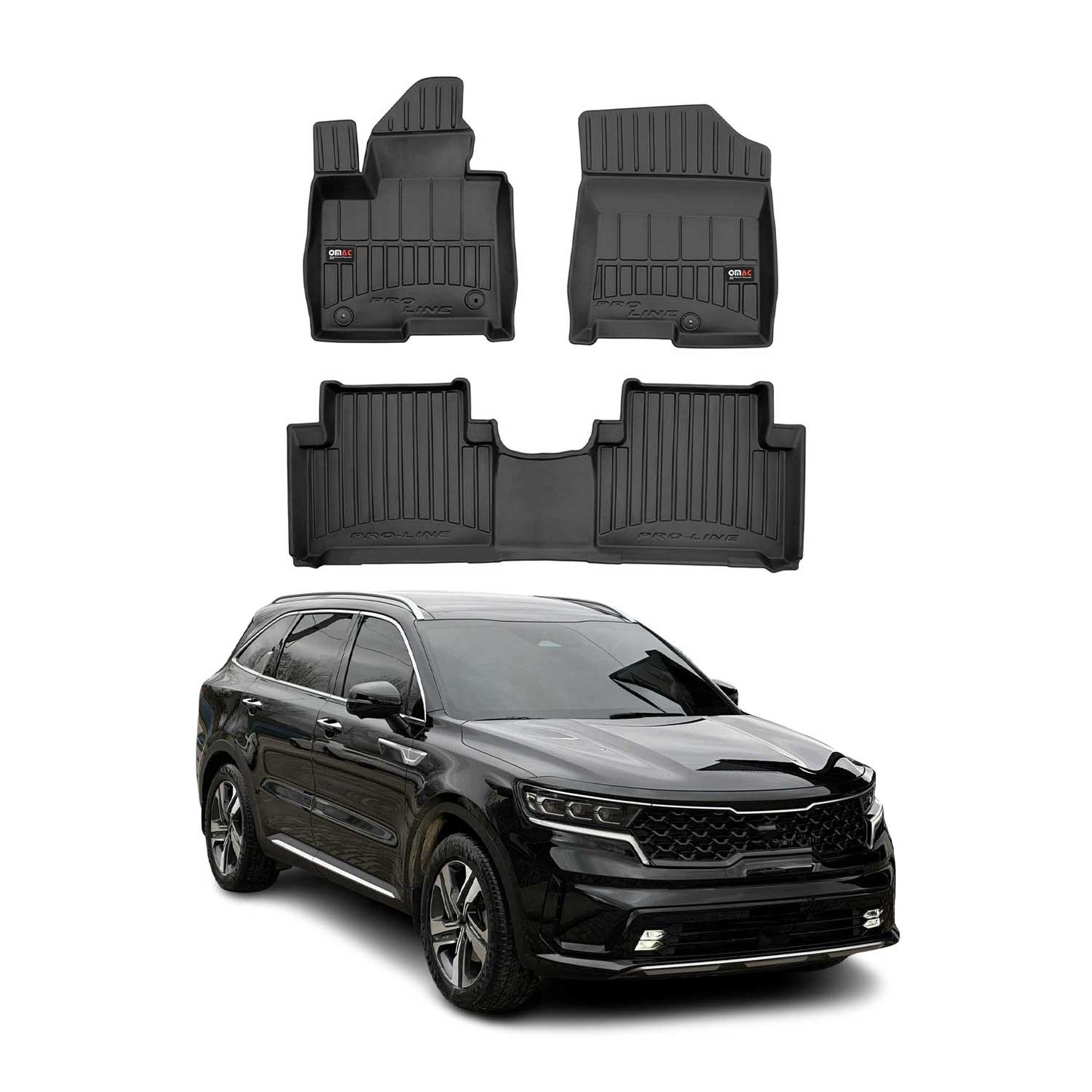 Covorașe auto Kia Sorento 2020-2025, TPE, negre, set 3 piese