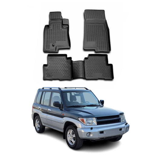 OMAC Gummimatten Fußmatte für Mitsubishi Pajero Montero 1999-2006 TPE Schwarz 4x